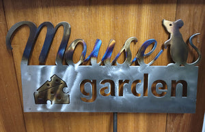 Metal Mouse Garden Sign